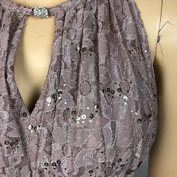 Oleg Cassini Lace Sequin Sleeveless Long Maxi Formal Evening Wedding Guest Dress - Picture 7 of 16